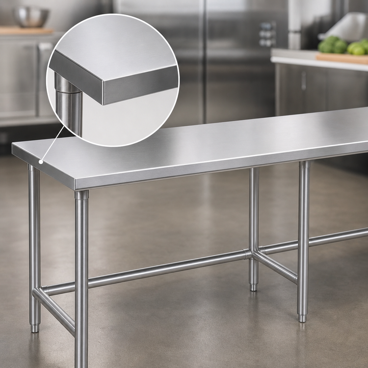 Product image #3 for Eagle Group Deluxe Series Stainless Steel Work Table, 144 x 24 Inches, Flat Top, Tubular Base
