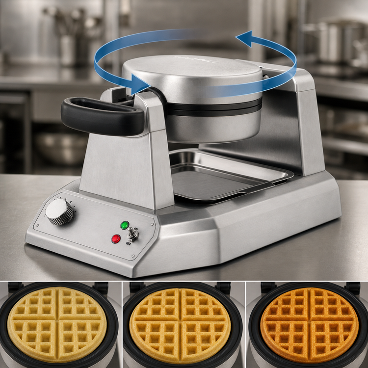 Product image #4 for Waring Heavy-Duty Single Countertop Round Belgian Waffle Maker with Rotary Feature
