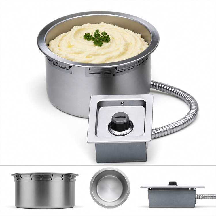 Product image #3 for Wells SS-10TDUCI Top-Mount Round Drop-In Hot Well, 11-Qt, Fully Insulated, Thermostatic, with Drain, 208/240V