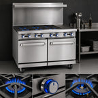 Thumbnail image #3 for Imperial (Middleby) Pro Series IR-6-G12-XB 48-Inch Gas Restaurant Range with 6 Open Burners, 12-Inch Griddle, Standard Oven & Open Cabinet