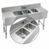 Thumbnail image #3 for Advance Tabco Underbar Basics 3-Compartment Stainless Steel Bar Sink Unit with Deck-Mount Faucet and Dual Drainboards, 60