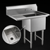 Thumbnail image #3 for Steel Works Stainless 1-Compartment Commercial Sink with Left Drainboard, 16 x 20 x 12 Inch Bowl