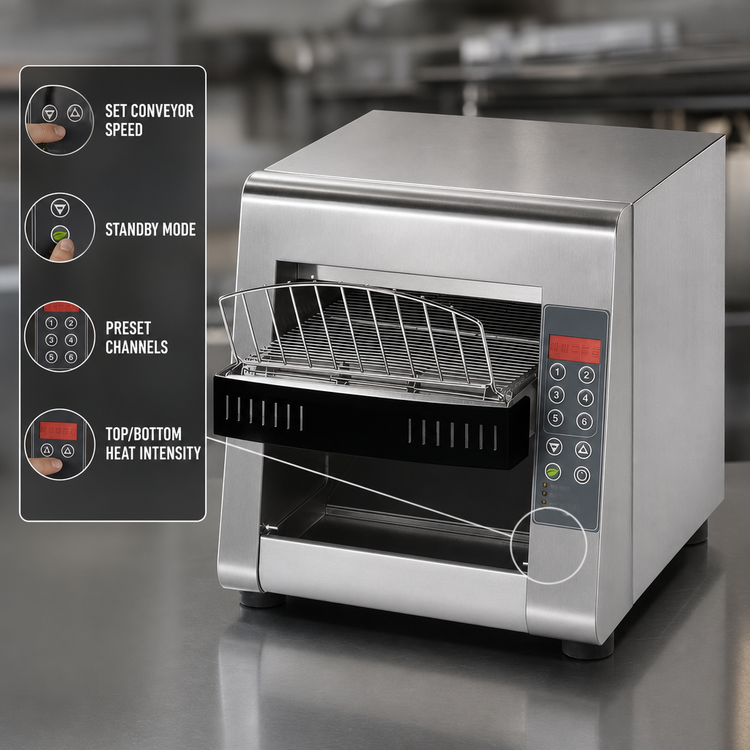 Product image #3 for Star QCS QCSe2-500 Electronic Horizontal Conveyor Toaster, 500 Slices/Hour, 1.5-Inch Opening, 120V