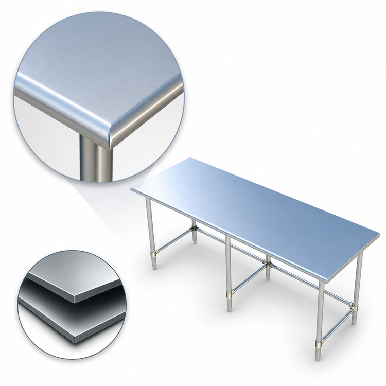 Product image #3 for Sapphire Manufacturing 108-Inch x 24-Inch 18-Gauge 400-Series Stainless Steel Underbar Work Table