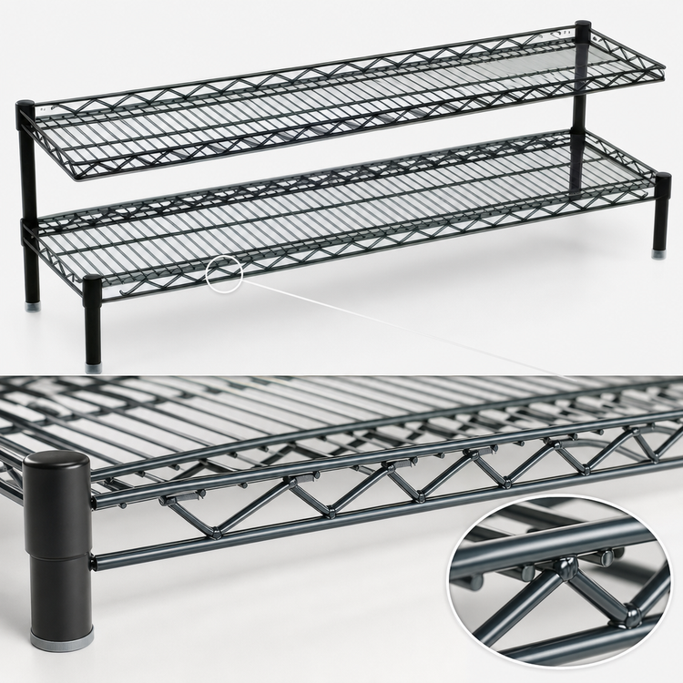 Product image #3 for Eagle Group QuadTruss 42-Inch 2-Tier Front Case Merchandise Cantilever Wire Shelving Unit, Chrome Finish