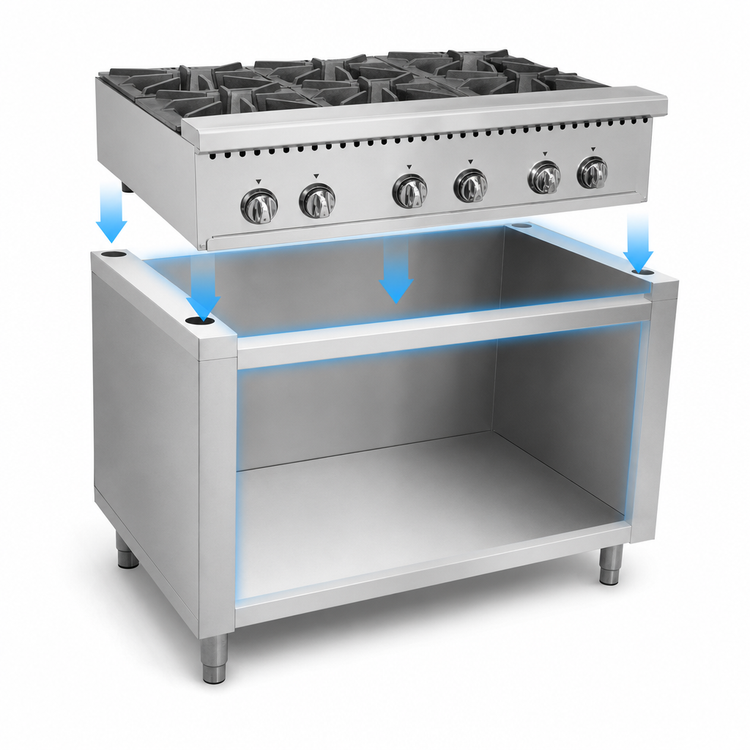 Product image #3 for Open-Top, Open-Front Stainless Steel Cabinet Base for 36-Inch Gas Countertop Ranges