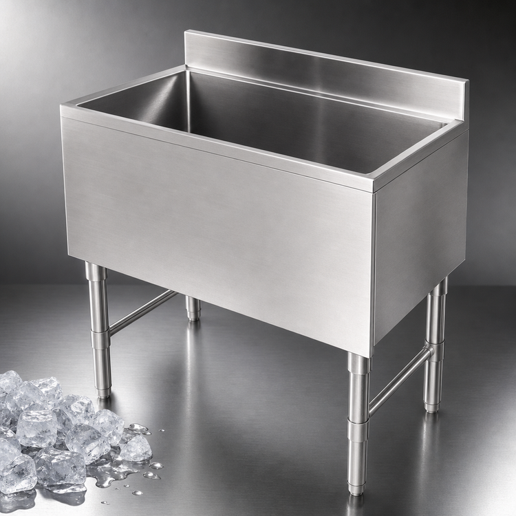 Product image #3 for 48 Inch Stainless Steel Underbar Ice Chest with 130 lb. Ice Capacity