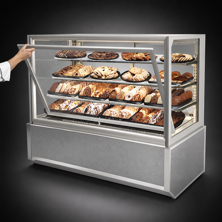 Product image #3 for Federal Industries Italian Glass Series Non-Refrigerated Floor-Standing Full-Service Pastry Display Case, 36-Inch Wide