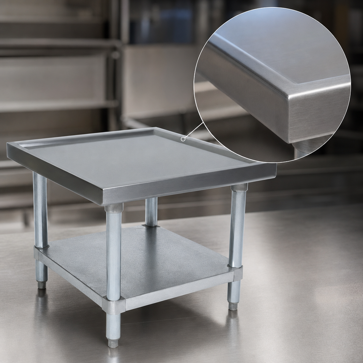 Product image #3 for John Boos 24-Inch Square Heavy-Duty Machine Stand with Stainless Steel Top and Adjustable Galvanized Shelf
