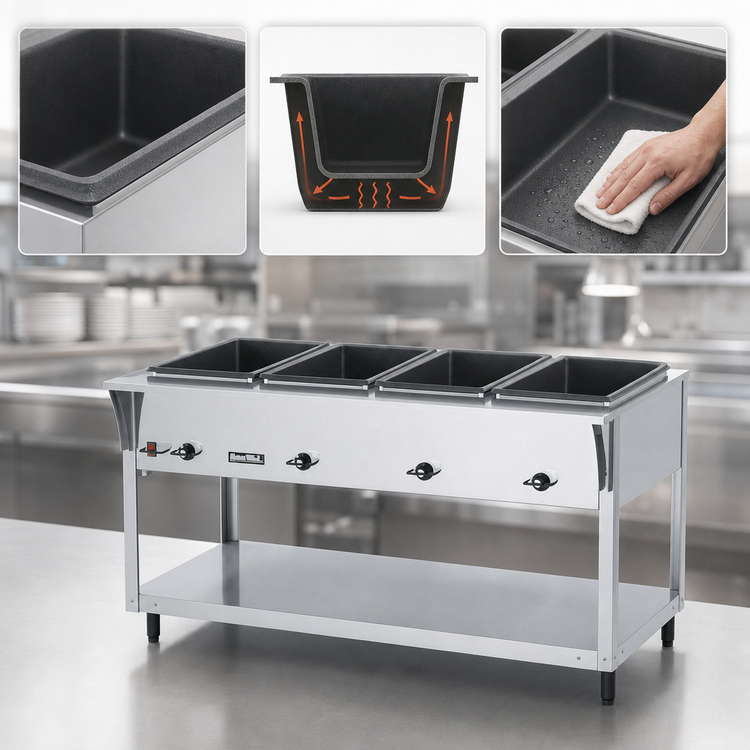 Product image #3 for Vollrath ServeWell SL 4-Well Electric Hot Food Table with Stainless Steel Undershelf