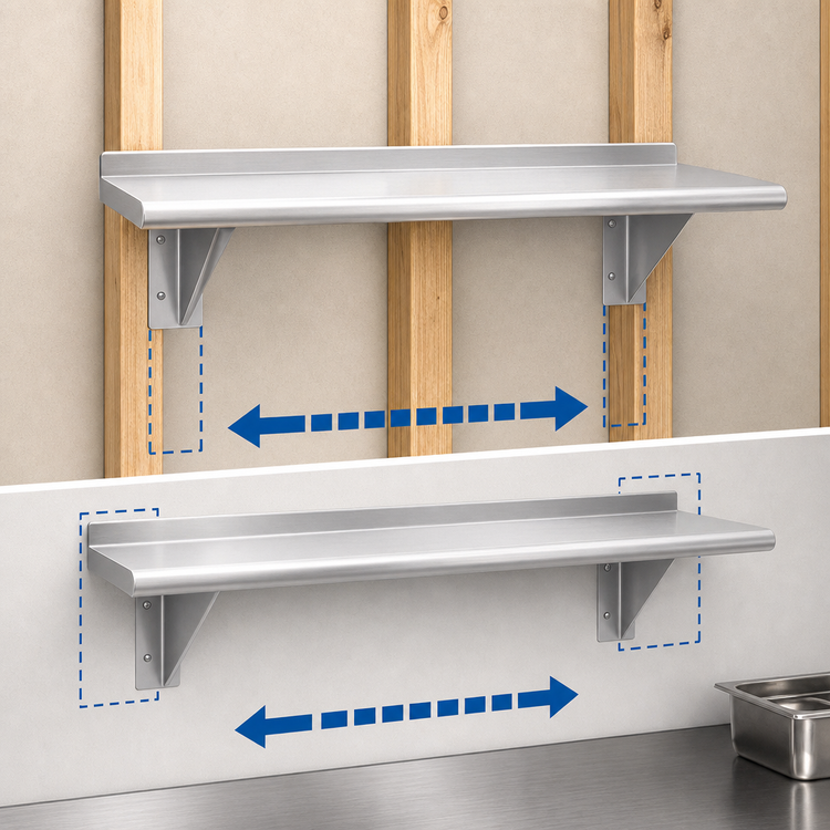 Product image #3 for Advance Tabco 24 Inch x 15 Inch Wall-Mounted Stainless Steel Shelf with Bullnose Front Edge