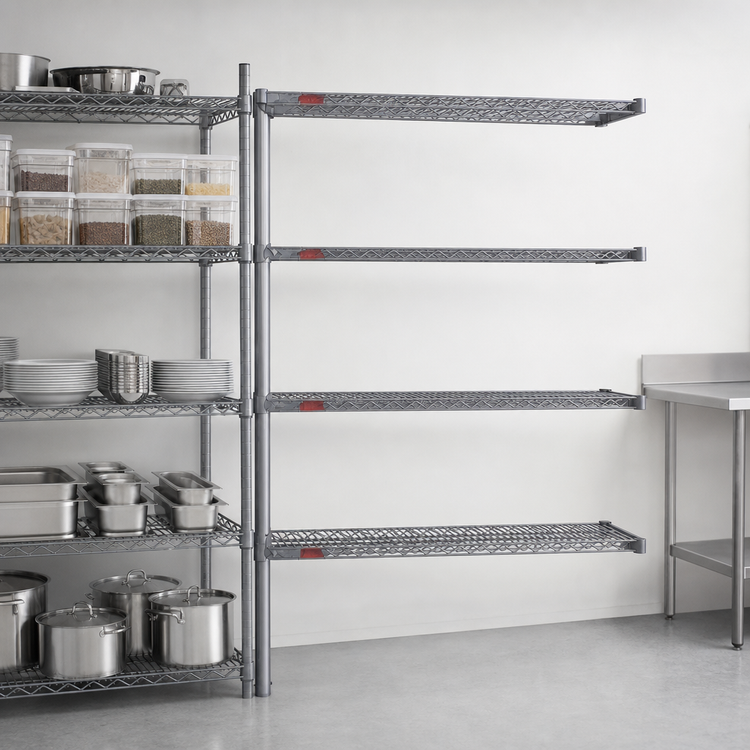 Product image #3 for Valu-Master 4-Tier Add-On Wire Shelving Unit, 48W x 18D x 63H, Pewter Gray Epoxy Finish