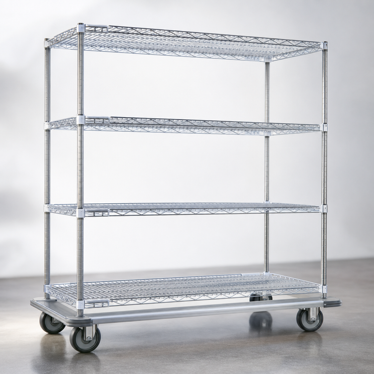 Product image #3 for EAGLEbrite 4-Tier Wire Shelving Dolly Truck with Aluminum Dolly and 5-Inch Poly Casters