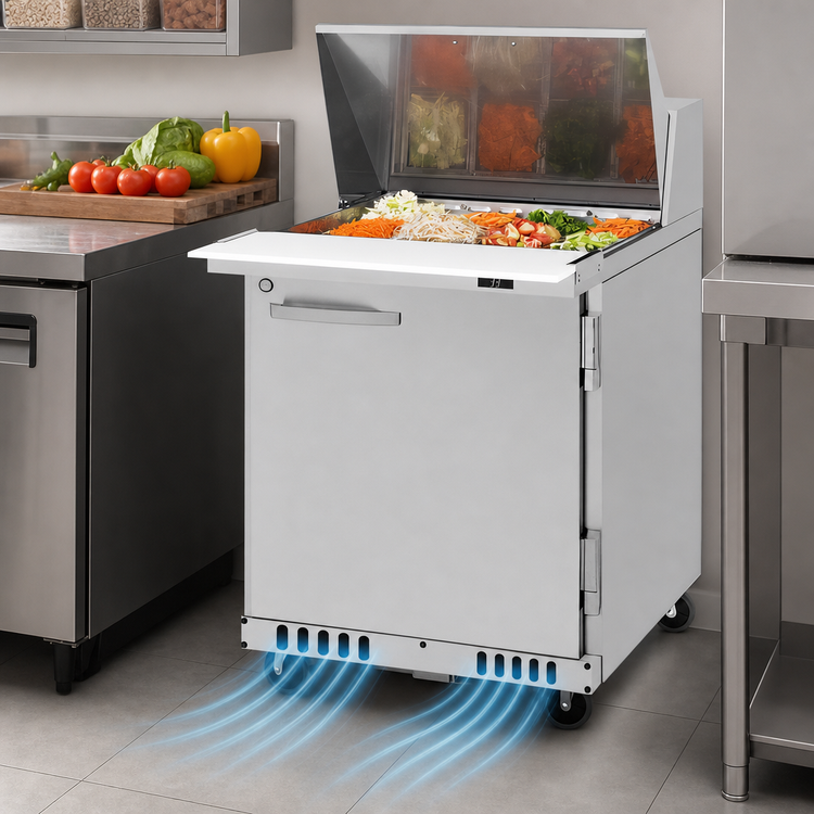 Product image #4 for Turbo Air PRO Series Mega Top Sandwich/Salad Prep Table, 27-1/2 In. Wide, 1 Section, Front Breathing