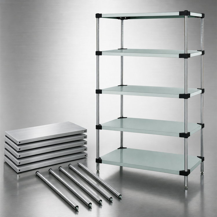 Product image #3 for Quantum 5-Shelf Solid Stainless Steel Shelving Starter Kit, 36" W x 24" D x 63" H