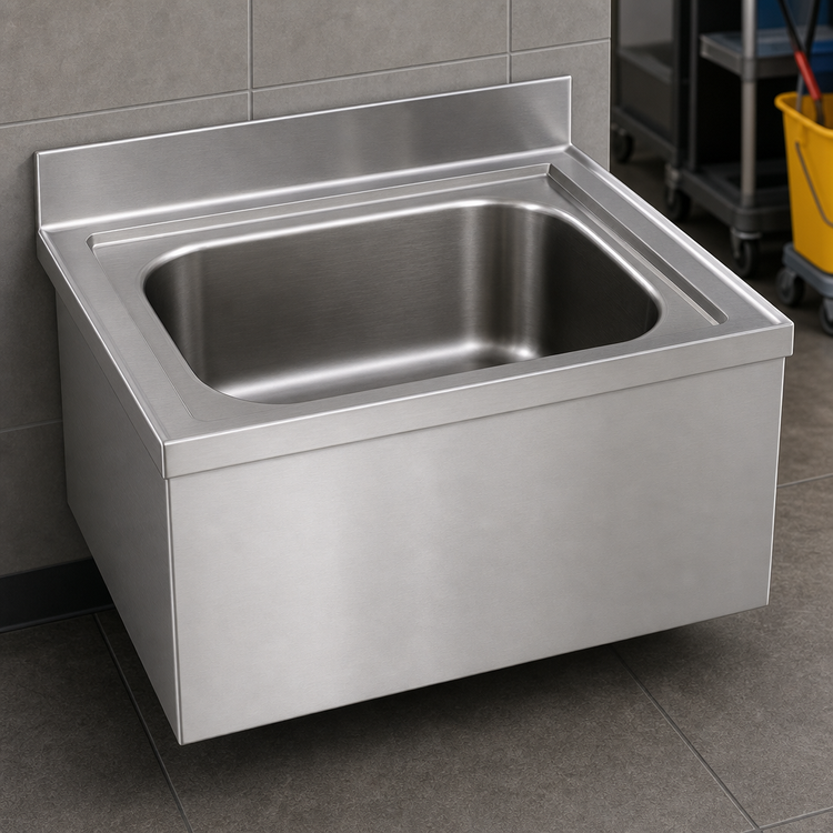 Product image #3 for Eagle Group F2820-12 Floor-Mounted Mop Sink, 28" W x 20" D x 12" Deep Bowl, 304 Stainless Steel