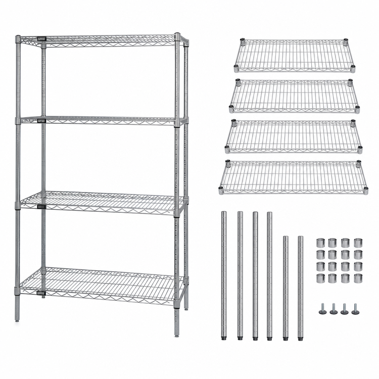 Product image #3 for Quantum Chrome Plated Wire Shelving Starter Kit, 36W x 12D x 86H, 4 Shelves