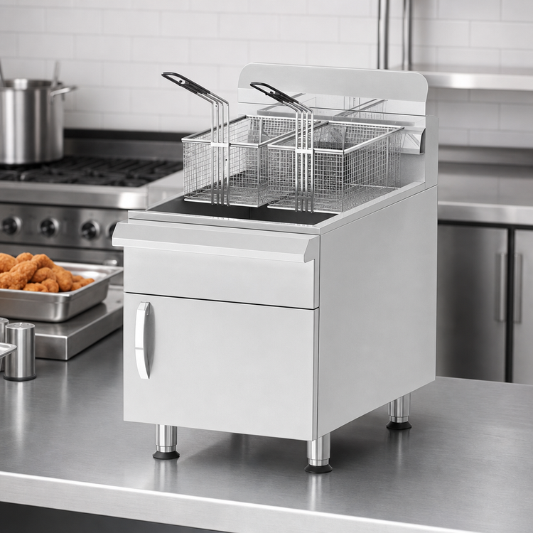 Product image #3 for Countertop Natural Gas Fryer, 30 lb Capacity, Stainless Steel, 2-Basket