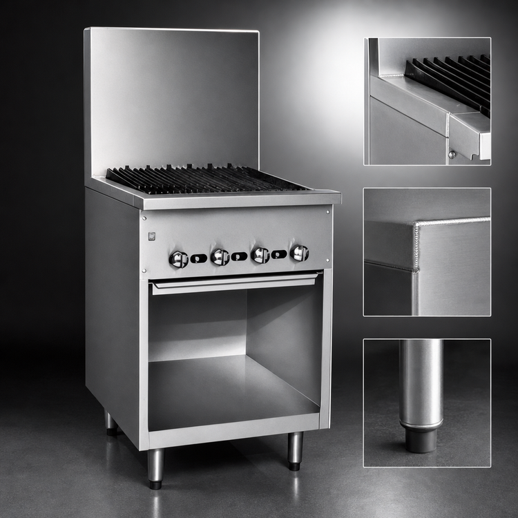 Product image #3 for Bistro 72-Inch Gas Restaurant Range Charbroiler with Open Cabinet Base