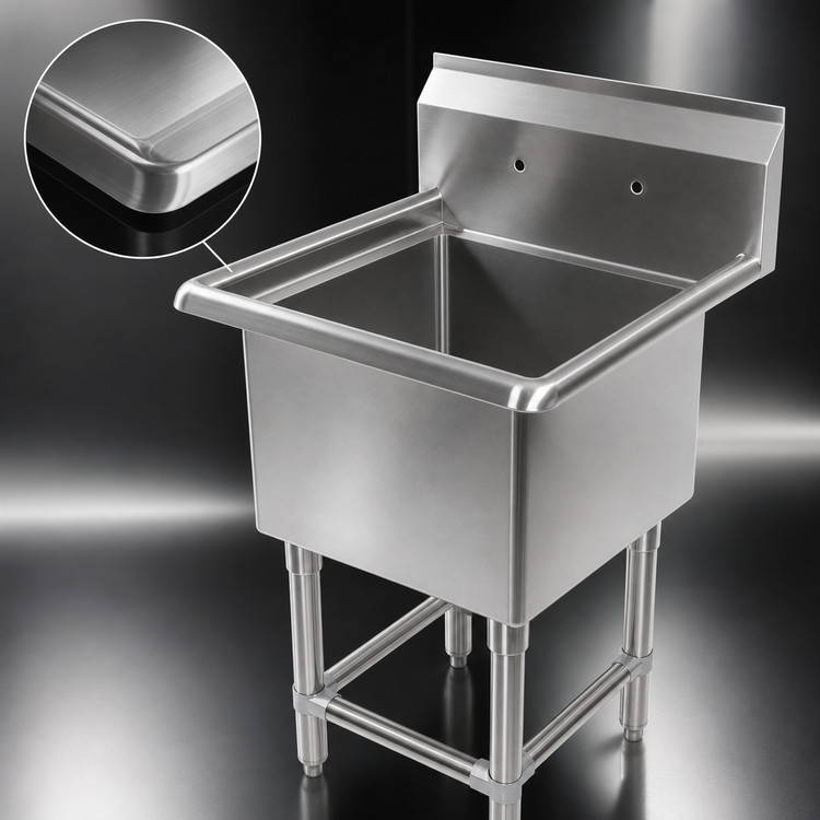 Product image #3 for John Boos Pro-Bowl 1-Compartment Floor Model Stainless Steel Sink with 30 in. x 24 in. x 12 in. Bowl and 10 in. Backsplash