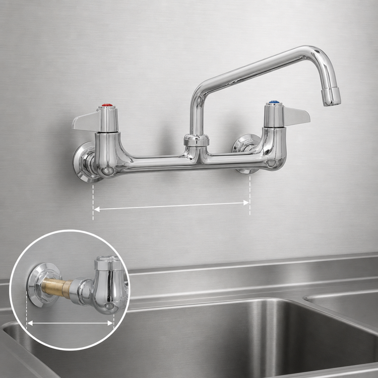 Product image #3 for T&S Brass equip 8-Inch Wall Mount Mixing Faucet with 6-Inch Swing Nozzle