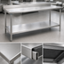 Thumbnail image #3 for Eagle Group Budget Series 144-Inch x 36-Inch 430 Stainless Steel Work Table with 4-1/2-Inch Backsplash and Adjustable Undershelf
