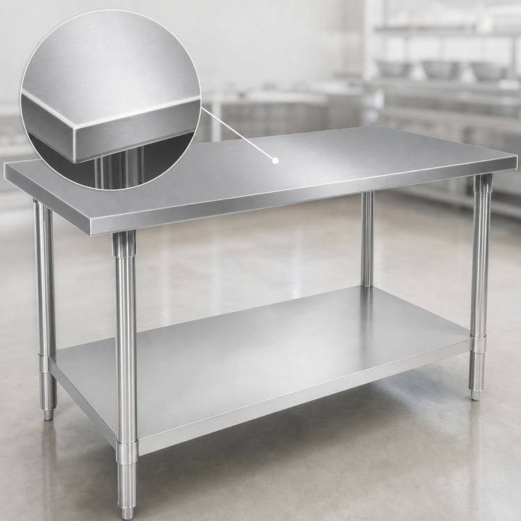 Product image #3 for John Boos Stallion 60" x 36" 16-Gauge 300 Series Stainless Steel Work Table with Fixed Undershelf