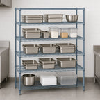 Thumbnail image #3 for Quantum WR74-1860GY-5 Stationary Wire Shelving Starter Kit, 60" W x 18" D x 74" H, 5 Shelves, Gray Epoxy Finish
