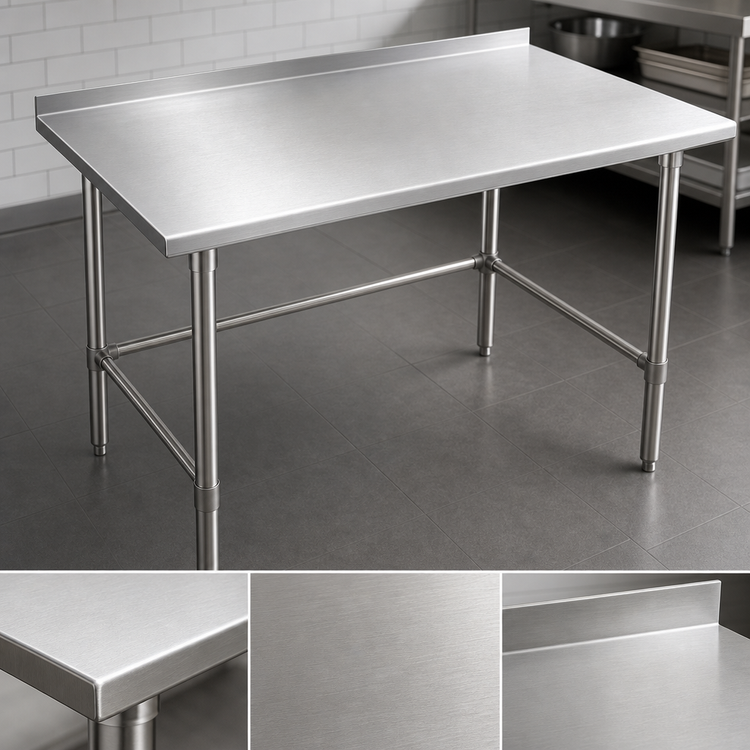 Product image #3 for John Boos Stallion 72" x 36" Stainless Steel Top Work Table with 1-1/2" Backsplash and Safety Edge