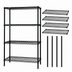 Thumbnail image #3 for Quantum 72 x 36 x 74 Inch Black Epoxy Wire Shelving Starter Kit, 4 Shelves, 600-800 lb. Capacity