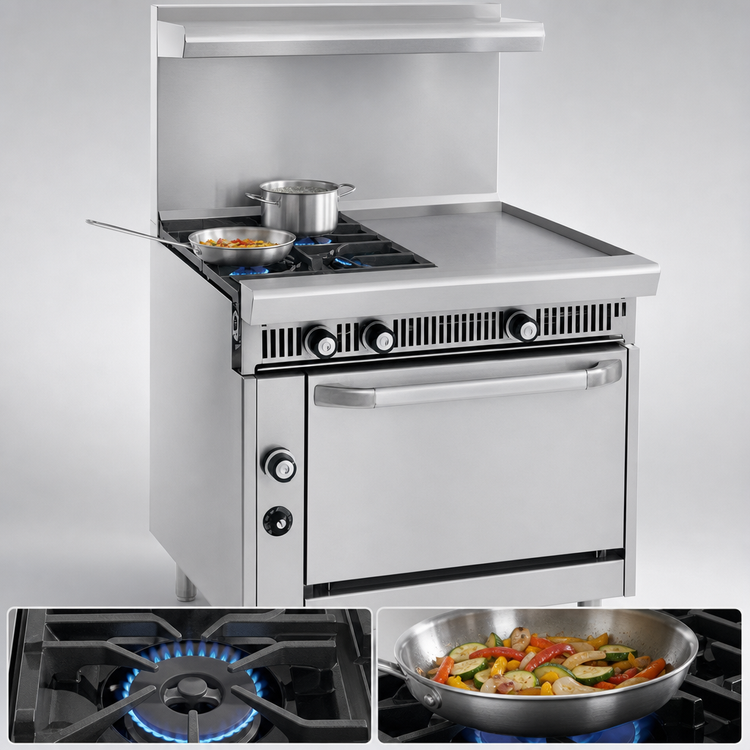 Product image #3 for Imperial Spec Series 36-Inch Heavy Duty Gas Range with 2 Open Burners, 2 Hot Tops, and Convection Oven