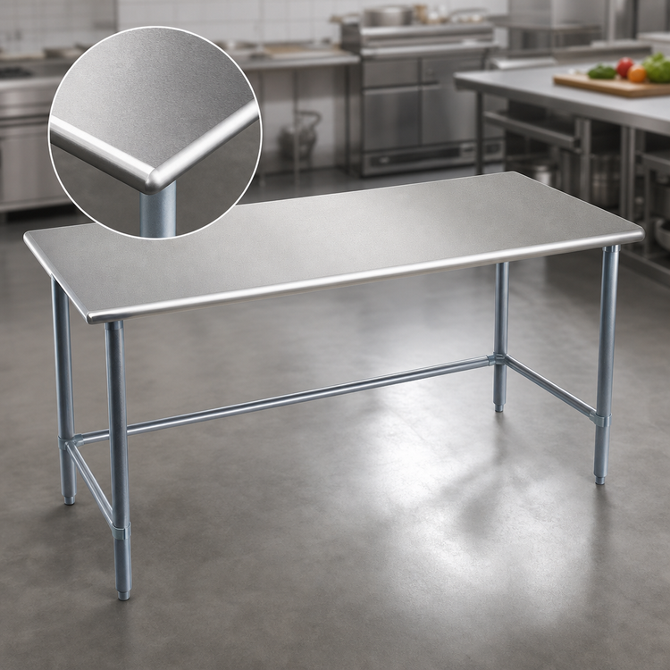 Product image #3 for Eagle Group Budget Series 108-Inch x 30-Inch Flat Top Work Table with 430 Stainless Steel Top and Galvanized Tubular Base