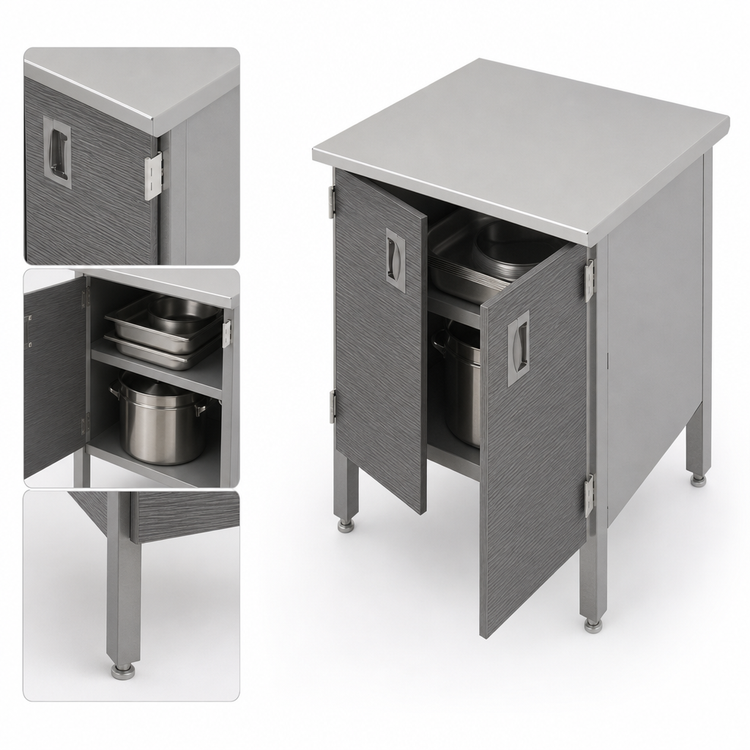 Product image #3 for John Boos Enclosed Base Work Table with Hinged Doors, 36 x 30 Inch, 16 Gauge Stainless Steel Top