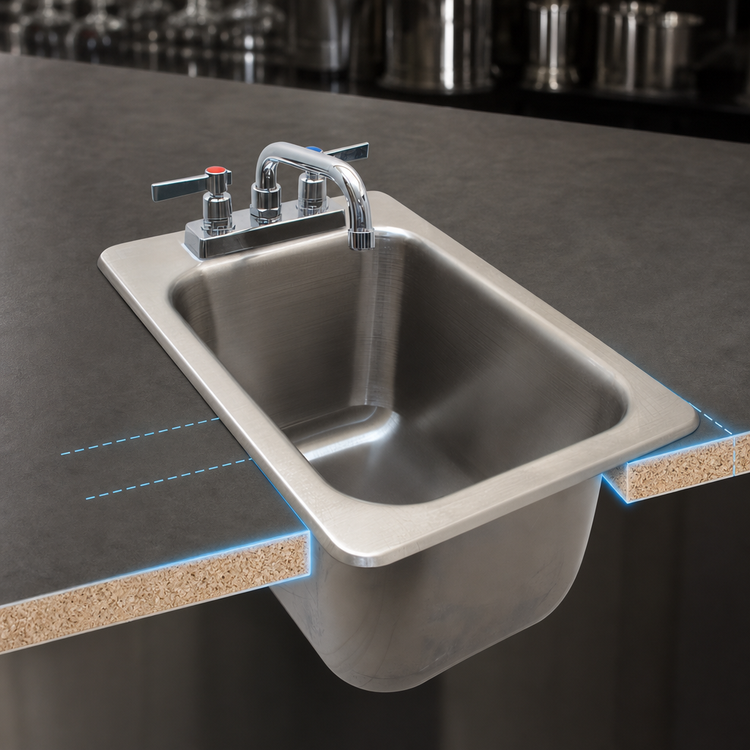 Product image #3 for Advance Tabco Bar King (Supreme) Drop-In Stainless Steel Bar Sink with Faucet and Overflow Pipe