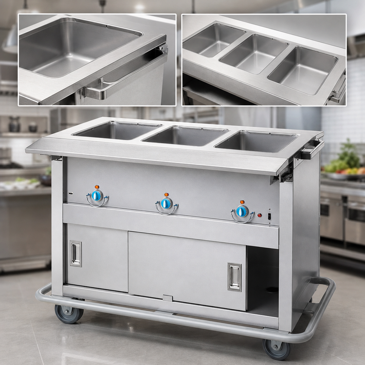 Product image #3 for Thurmaduke EP-3-CBPG 3-Well Portable Electric Hot Food Steamtable with Paint Grip Body