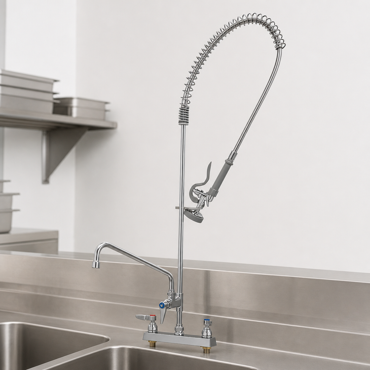 Product image #3 for T&S Brass EasyInstall Workboard Deck-Mount Pre-Rinse Add-On Faucet with 12-Inch Swing Nozzle and 8-Inch Adjustable Centers