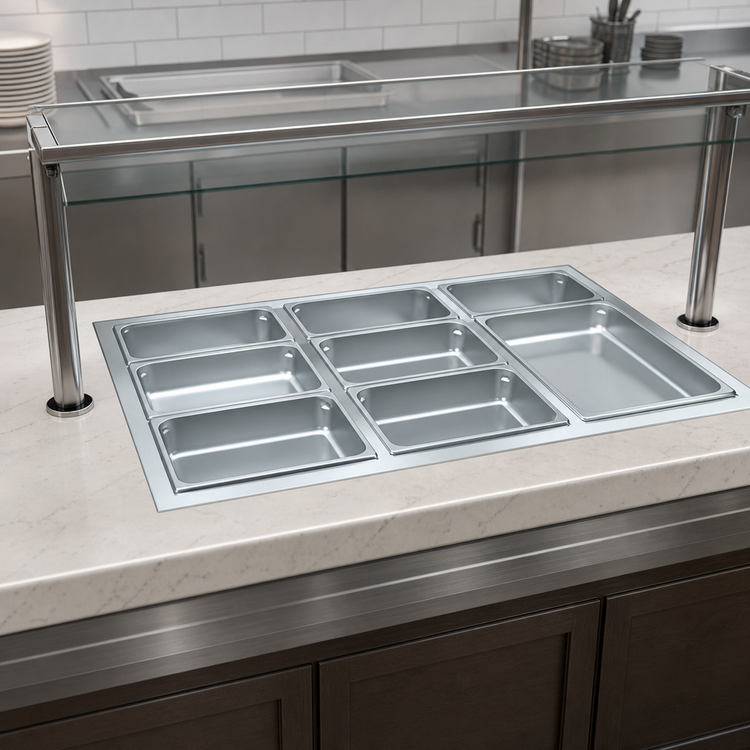 Product image #3 for Hatco HWBI43-6DA Drop-In Modular/Ganged Heated Well, 6-Pan 4/3-Size Capacity, With Drain and Auto-Fill