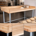 Thumbnail image #3 for John Boos 96-Inch x 36-Inch Baker's Top Wood Work Table with Galvanized Base and 4-Inch Riser