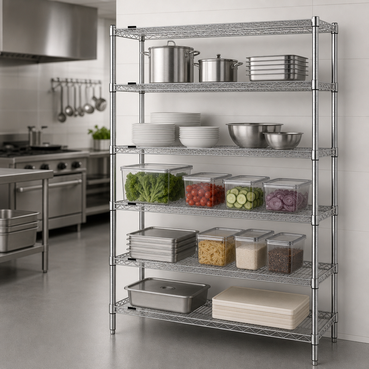 Product image #3 for Redipak 5-Tier Chrome Wire Shelving Unit, 60W x 18D x 63H