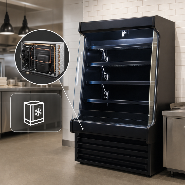 Product image #3 for Howard-McCray SC-OD35E-3S-B-SW 39" Self-Contained Open Refrigerated Merchandiser with Hinged Rear Doors