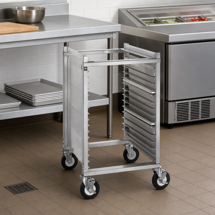 Product image #3 for Cres Cor Half-Size Mobile Closed-Side Utility Pan Rack, 15-Pan Capacity