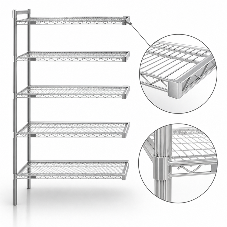 Product image #3 for Eagle Group 5-Tier Add-On Wire Shelving Unit, 24 x 21 x 74 Inches, Stainless Steel Finish