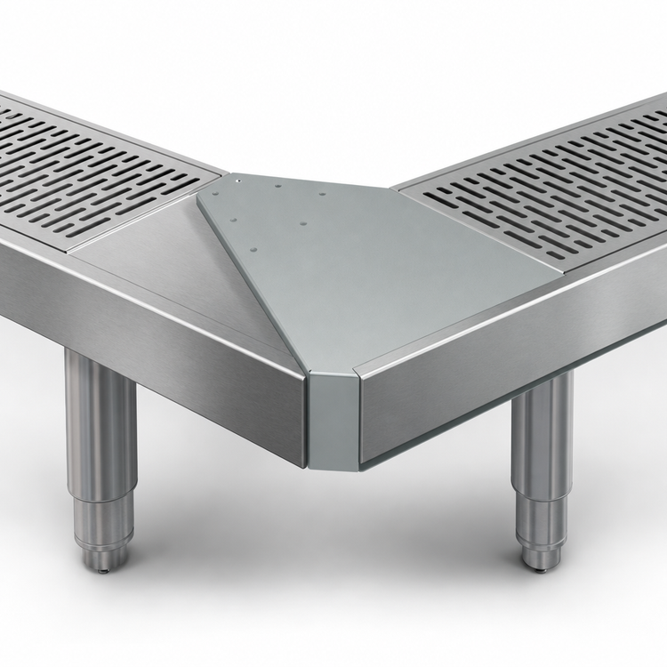 Product image #3 for Advance Tabco Stainless Steel 45° Outside Corner Filler for DRKR Series Bar Drink Rails