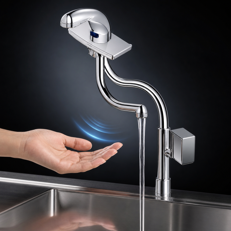 Product image #3 for equip Electronic Touchless Sensor Faucet, Single-Hole Deck Mount, Rigid Spout, 4-Inch Centers, Polished Chrome-Plated Brass, 2.2 GPM