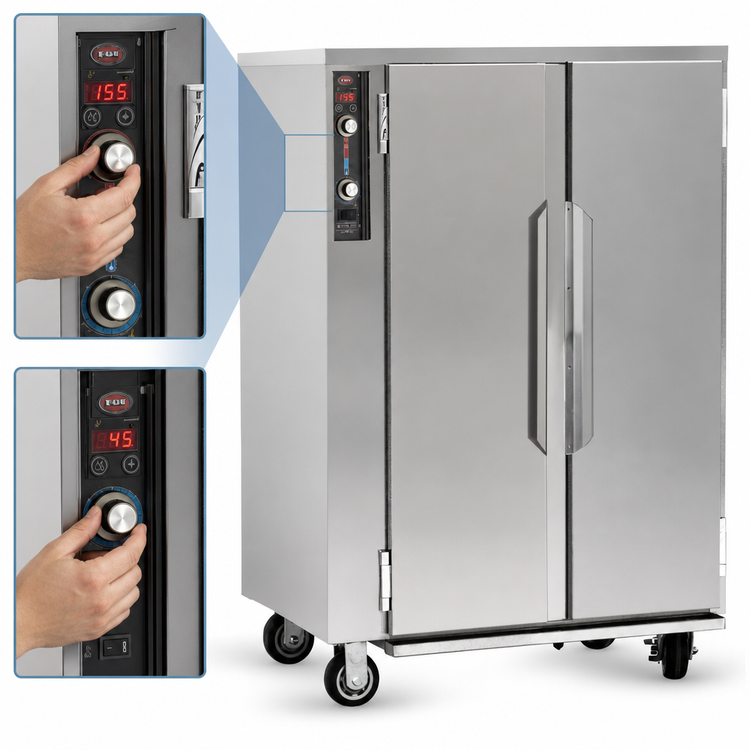 Product image #3 for FWE MT-1220-20 Mobile Moisture Holding Cabinet, 20 Pan Capacity, 2-Door, Stainless Steel