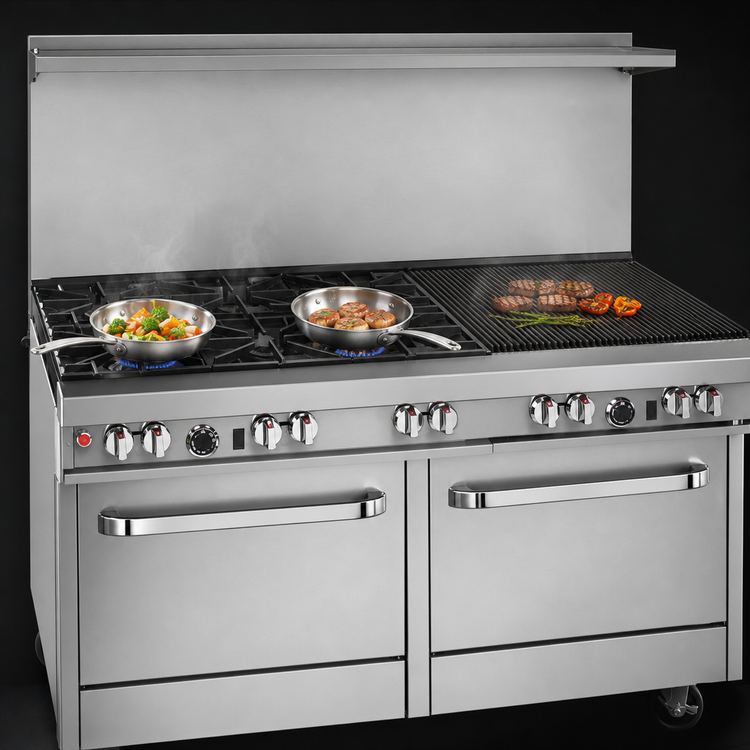 Product image #3 for Southbend Ultimate 60-Inch Gas Restaurant Range with 36-Inch Charbroiler, Standard Oven and Convection Oven