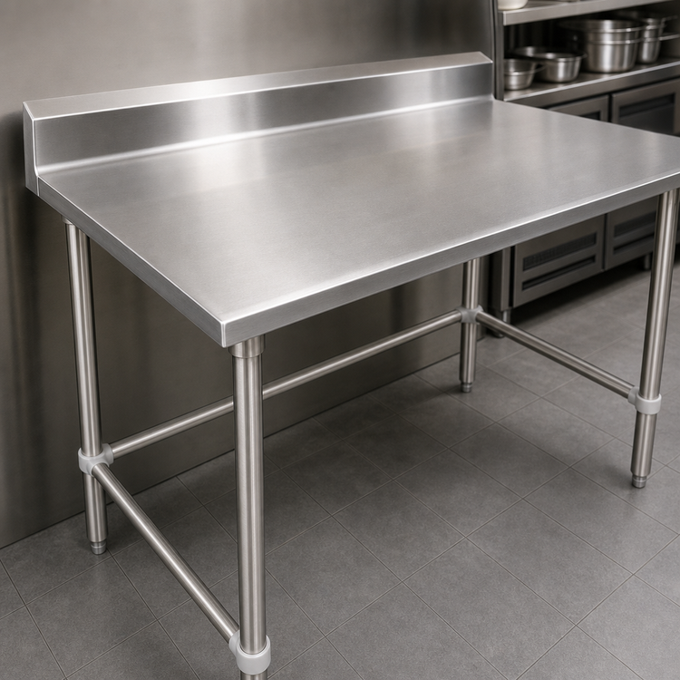 Product image #3 for John Boos Stallion 72" x 24" 14-Gauge Stainless Steel Work Table with 5" Backsplash