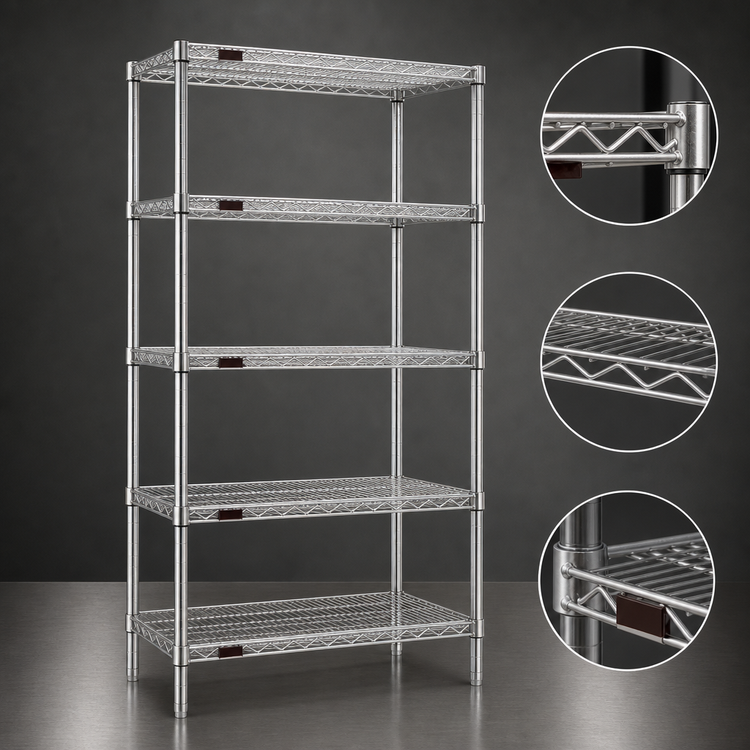 Product image #3 for Eagle Group 60" x 18" x 74" 5-Tier Chrome-Plated Stationary Wire Starter Shelving Unit
