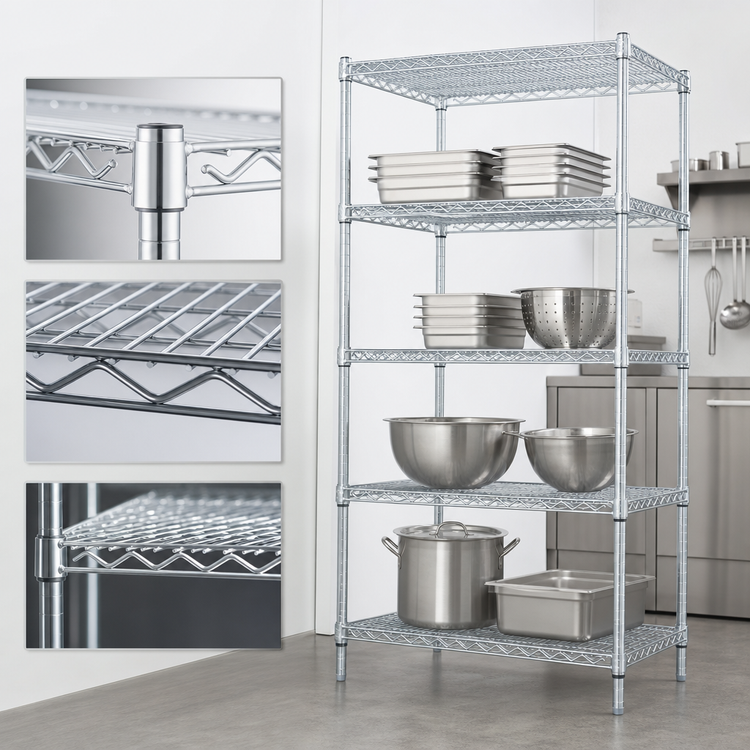 Product image #3 for EAGLEbrite 4-Tier Starter Wire Shelving Unit, 24 x 24 x 74 Inches, Zinc Finish