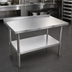 Thumbnail image #3 for John Boos Stallion 30-Inch x 30-Inch Stainless Steel Corner Work Table with 1-1/2-Inch Backsplash, Safety Edge, and Undershelf